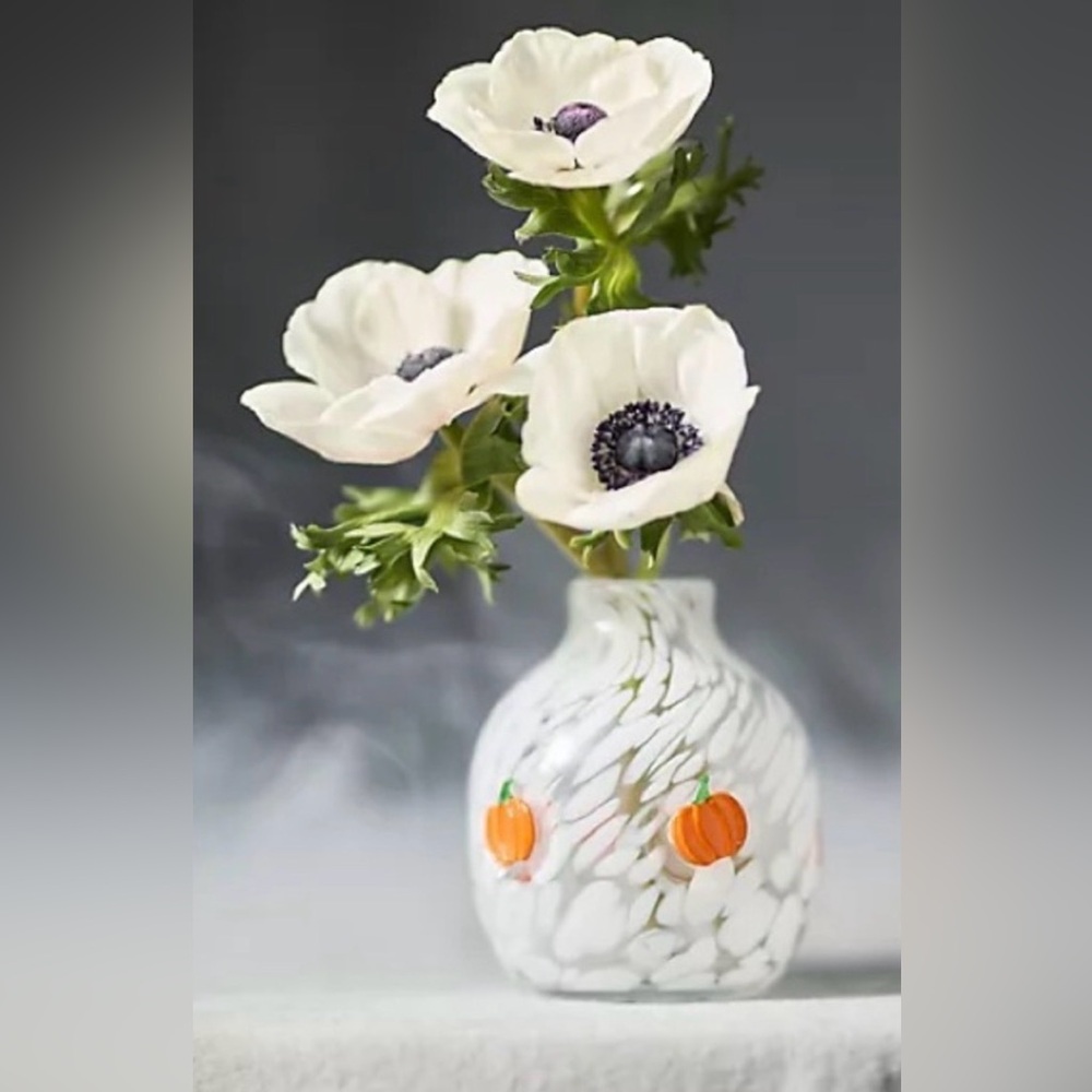 NWT Anthropologie Mystic Confetti Pumpkin Icon Glass Bud Vase